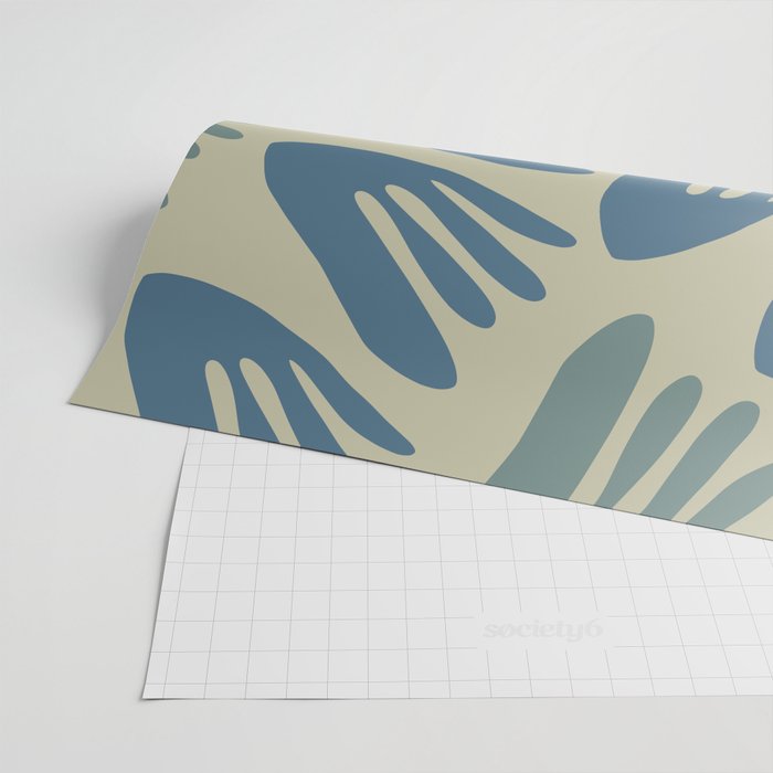Big Cutouts Papier Découpé Abstract Pattern in Vintage Blue and Beige  Wrapping Paper Gallery Image 2