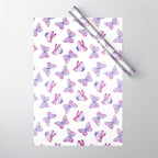 Lavender Purple Watercolor Hand Painted Butterfly Wrapping Paper Gallery Image 1