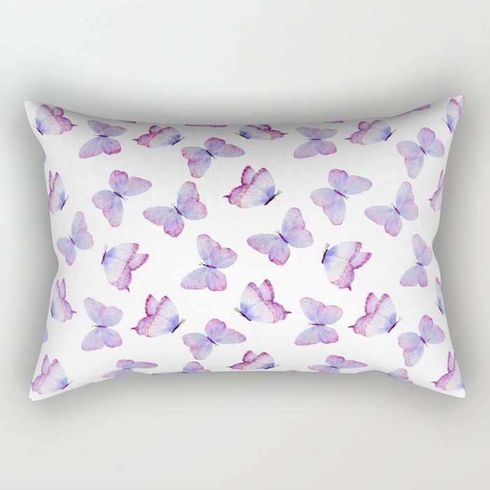 Lavender Purple Watercolor Hand Painted Butterfly Rectangular Pillow Gallery Image 1