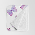 Lavender Purple Watercolor Hand Painted Butterfly Throw Blanket Gallery Image 3