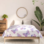 Lavender Purple Watercolor Hand Painted Butterfly Comforter Gallery Image 3