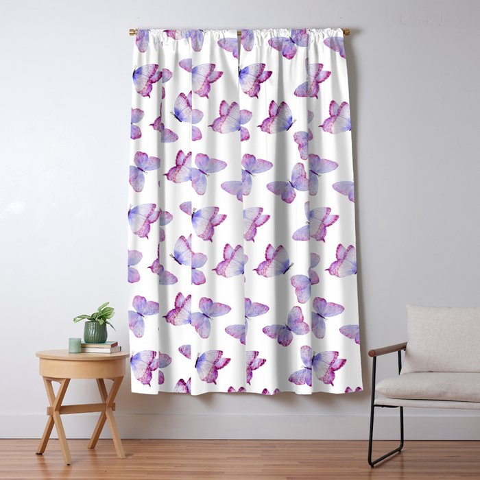 Lavender Purple Watercolor Hand Painted Butterfly Window Curtain Gallery Image 5