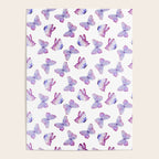 Lavender Purple Watercolor Hand Painted Butterfly Poster Gallery Image 4