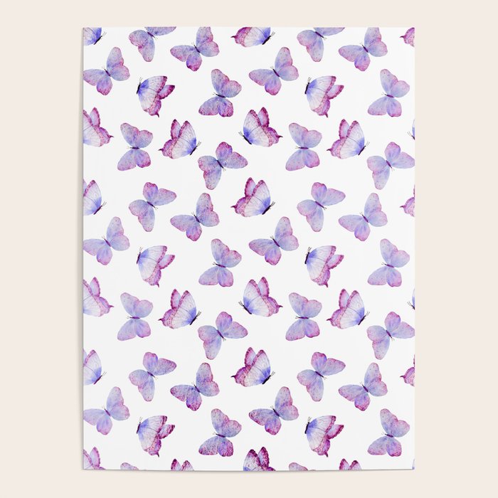 Lavender Purple Watercolor Hand Painted Butterfly Poster Gallery Image 4