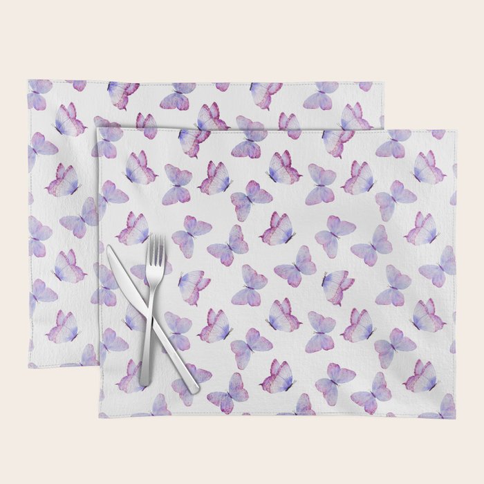 Lavender Purple Watercolor Hand Painted Butterfly Placemat Gallery Image 1