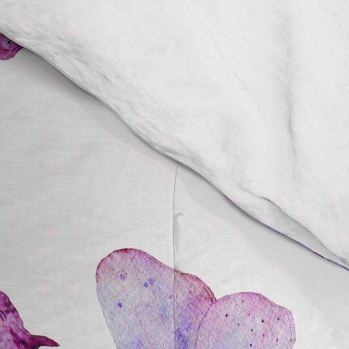 Lavender Purple Watercolor Hand Painted Butterfly Comforter Gallery Image 4
