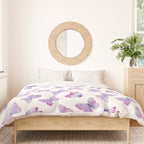 Lavender Purple Watercolor Hand Painted Butterfly Duvet Cover Gallery Image 3