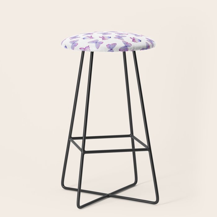 Lavender Purple Watercolor Hand Painted Butterfly Stool Gallery Image 1