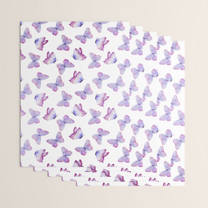 Lavender Purple Watercolor Hand Painted Butterfly Wrapping Paper Gallery Image 3