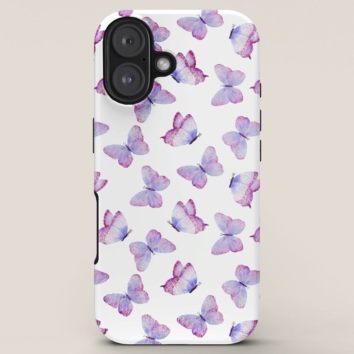 Lavender Purple Watercolor Hand Painted Butterfly iPhone Case Gallery Image 5