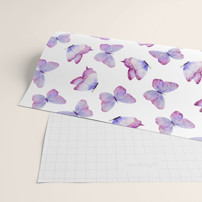 Lavender Purple Watercolor Hand Painted Butterfly Wrapping Paper Gallery Image 2