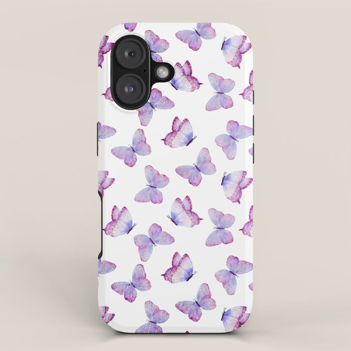 Lavender Purple Watercolor Hand Painted Butterfly iPhone Case Gallery Image 1