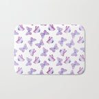 Lavender Purple Watercolor Hand Painted Butterfly Bath Mat Gallery Image 1