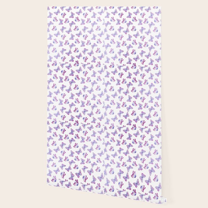 Lavender Purple Watercolor Hand Painted Butterfly Wallpaper Gallery Image 2