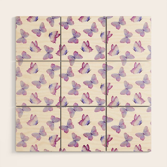 Lavender Purple Watercolor Hand Painted Butterfly Wood Wall Art Gallery Image 1