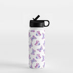 Lavender Purple Watercolor Hand Painted Butterfly Water Bottle Gallery Image 1