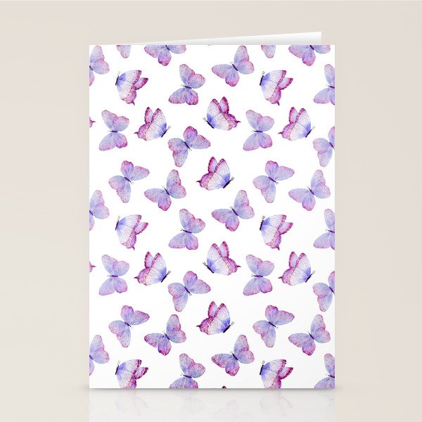 Lavender Purple Watercolor Hand Painted Butterfly Stationery Card Gallery Image 2
