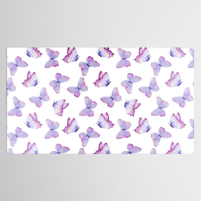 Lavender Purple Watercolor Hand Painted Butterfly Tablecloth Gallery Image 2