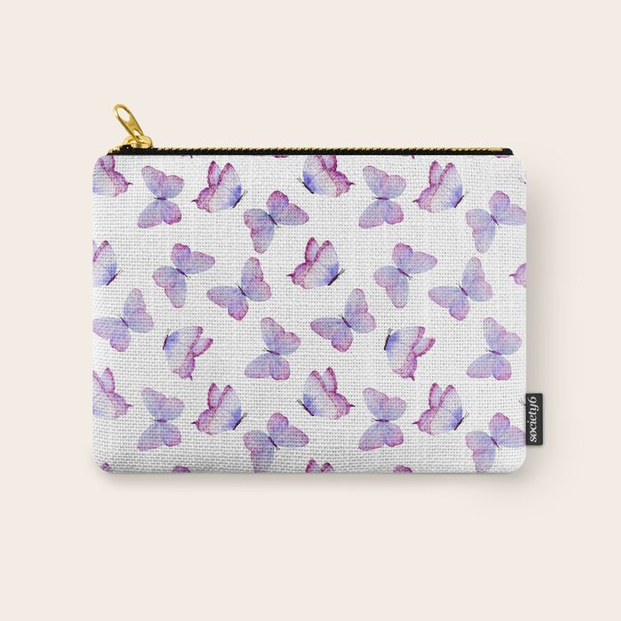 Lavender Purple Watercolor Hand Painted Butterfly Carry All Pouch Gallery Image 1