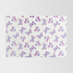 Lavender Purple Watercolor Hand Painted Butterfly Rug Gallery Image 2