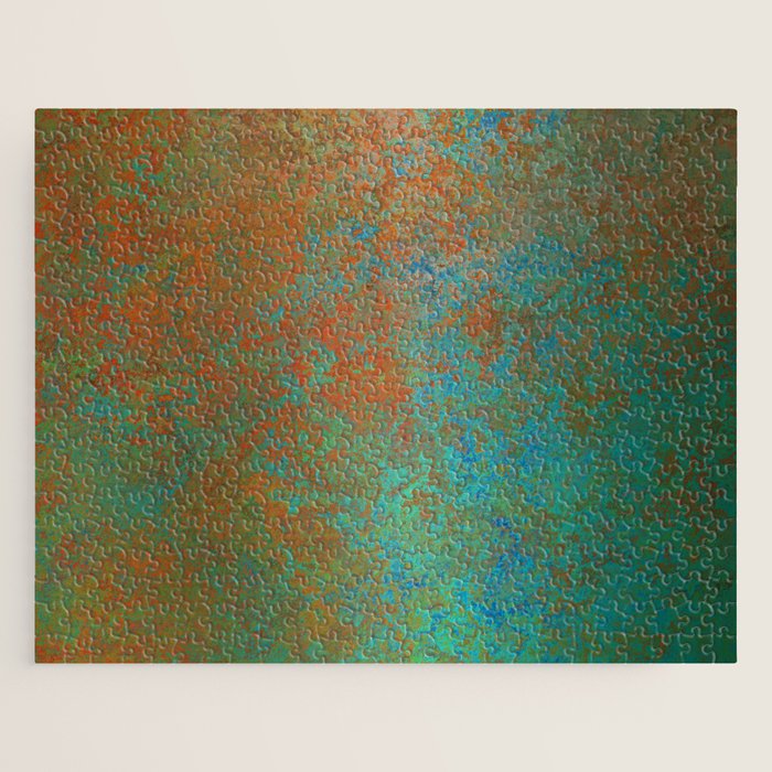 Vintage Teal and Copper Rust Jigsaw Puzzle Gallery Image 1