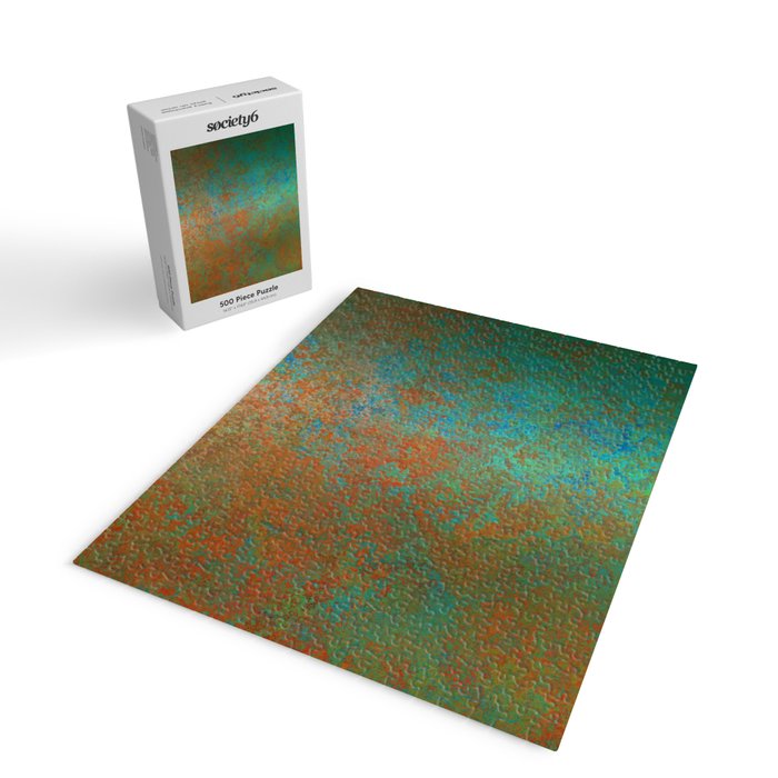 Vintage Teal and Copper Rust Jigsaw Puzzle Gallery Image 2