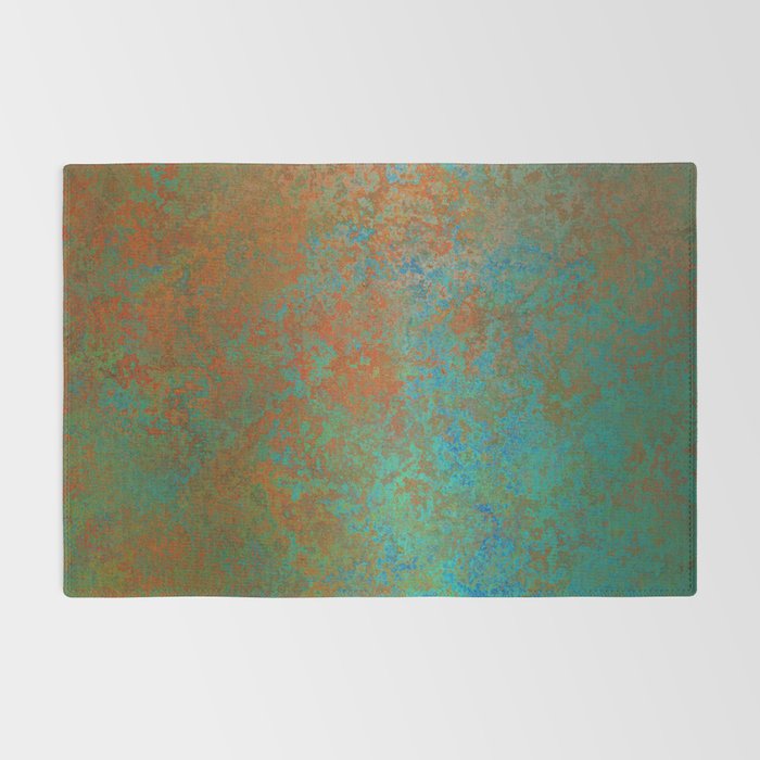 Vintage Teal and Copper Rust Rug Gallery Image 2