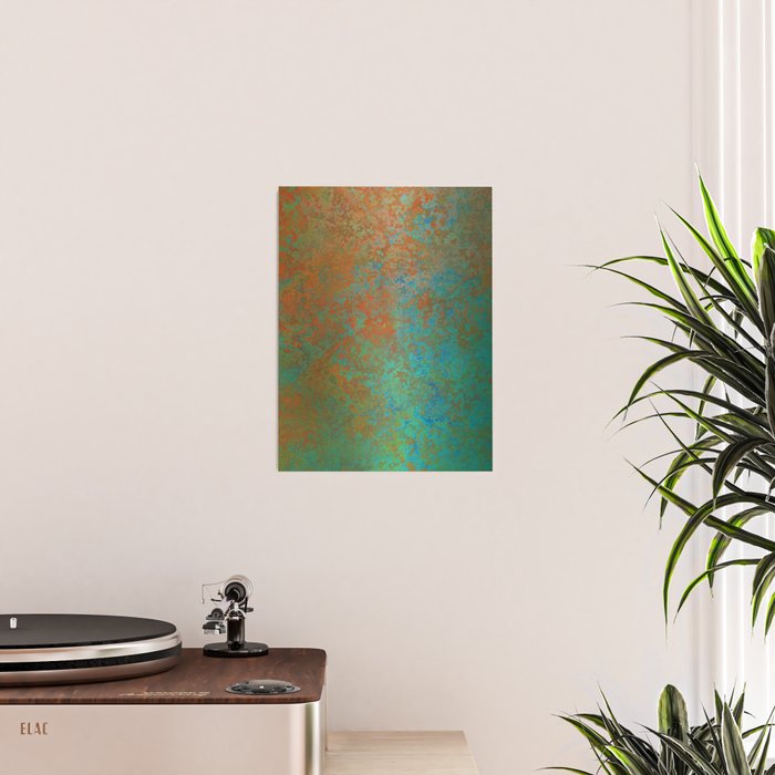 Vintage Teal and Copper Rust Poster Gallery Image 2