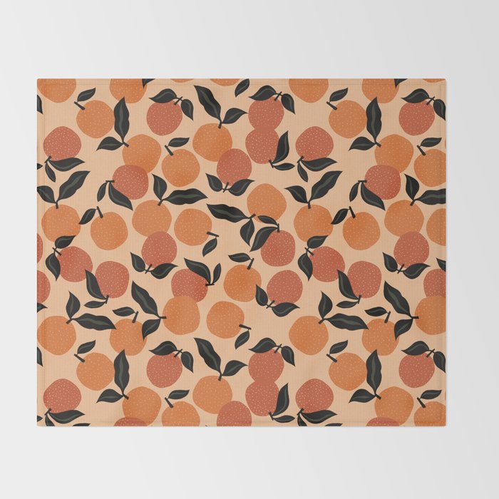 Seamless Citrus Pattern / Oranges Throw Blanket Gallery Image 2