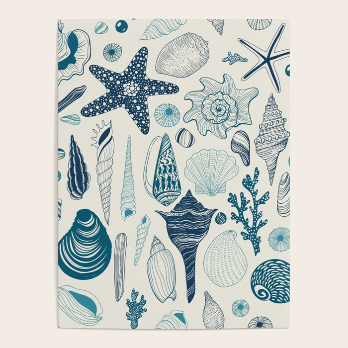 Sea shells on off white Poster Gallery Image 4