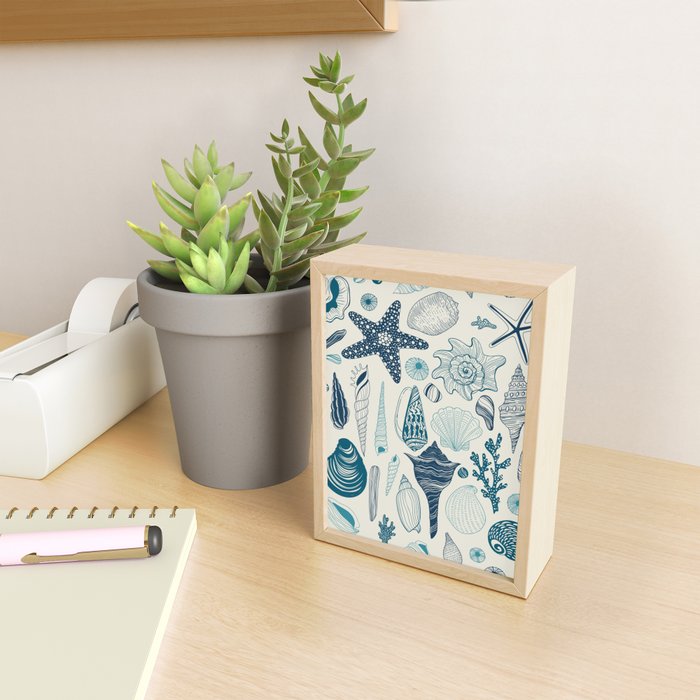 Sea shells on off white Mini Art Print Gallery Image 2