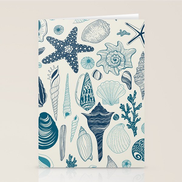 Sea shells on off white Stationery Card Gallery Image 2