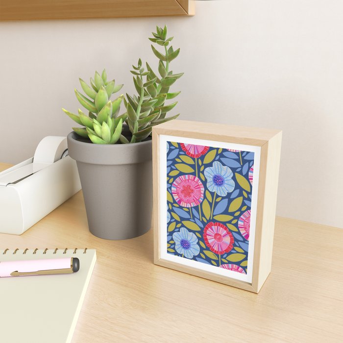 Folk Floral Blossoms in Eggplant Purple Mini Art Print Gallery Image 2