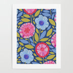 Folk Floral Blossoms in Eggplant Purple Poster Gallery Image 4