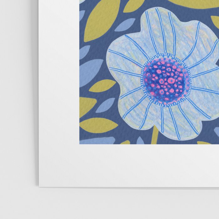 Folk Floral Blossoms in Eggplant Purple Poster Gallery Image 3