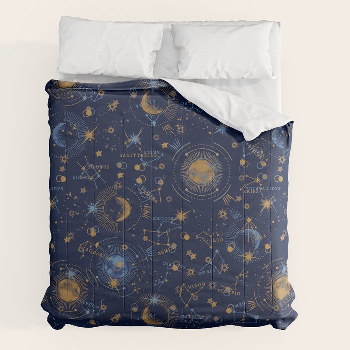 Dark blue zodiac abstract YB Comforter Gallery Image 2
