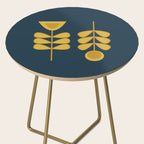 Scandi Garden Retro Minimalist Flower Pair in Mustard Yellow and Navy Blue Side Table Gallery Image 2
