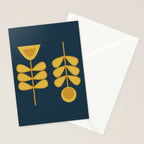 Scandi Garden Retro Minimalist Flower Pair in Mustard Yellow and Navy Blue Stationery Card Gallery Image 2
