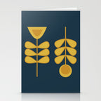 Scandi Garden Retro Minimalist Flower Pair in Mustard Yellow and Navy Blue Stationery Card Gallery Image 2