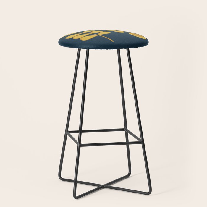 Scandi Garden Retro Minimalist Flower Pair in Mustard Yellow and Navy Blue Stool Gallery Image 1