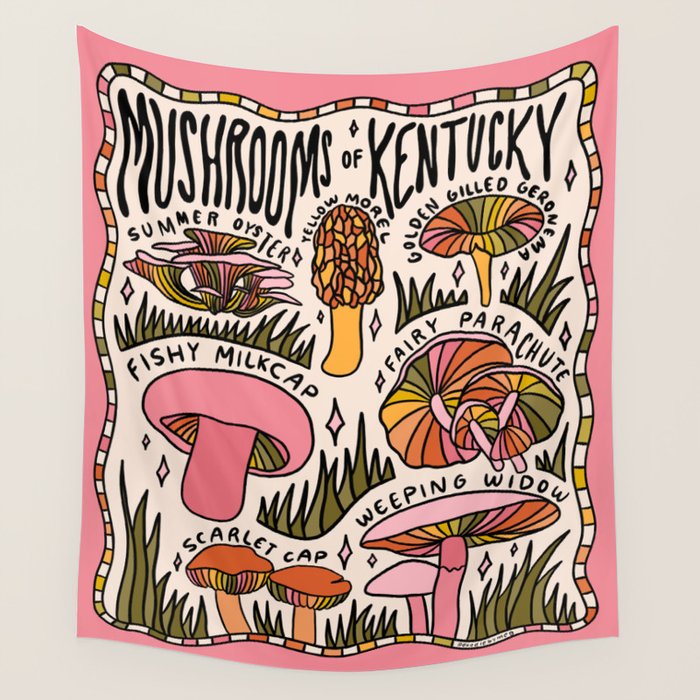 Mushrooms of Kentucky Wall Tapestry Gallery Image 1