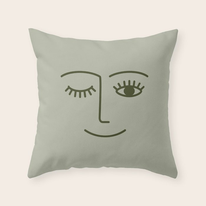 Wink (Green) Throw Pillow Gallery Image 6