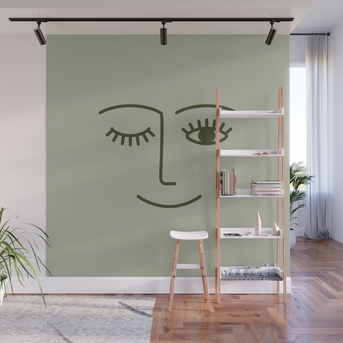 Wink (Green) Wall Mural Gallery Image 1