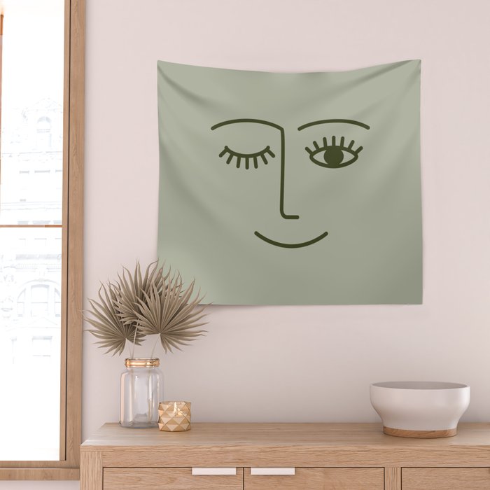 Wink (Green) Wall Tapestry Gallery Image 2