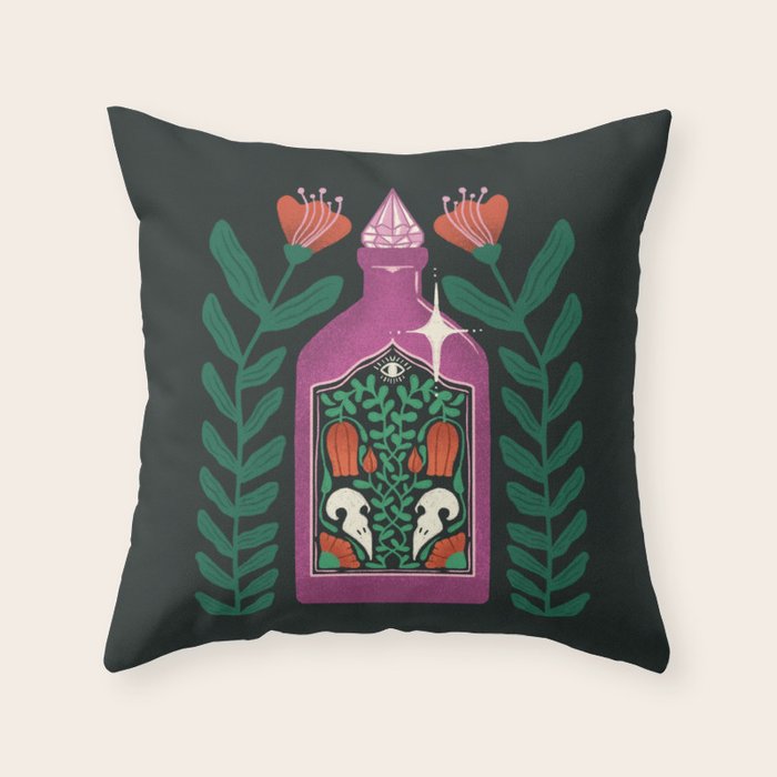 Purple Crystal Potion Throw Pillow Gallery Image 1