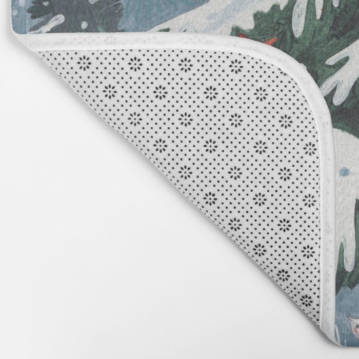 Animals in a Snowy Winter Forest Bath Mat Gallery Image 2