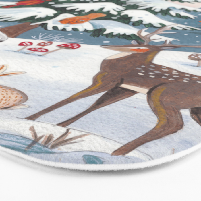 Animals in a Snowy Winter Forest Bath Mat Gallery Image 3