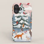 Animals in a Snowy Winter Forest iPhone Case Gallery Image 1