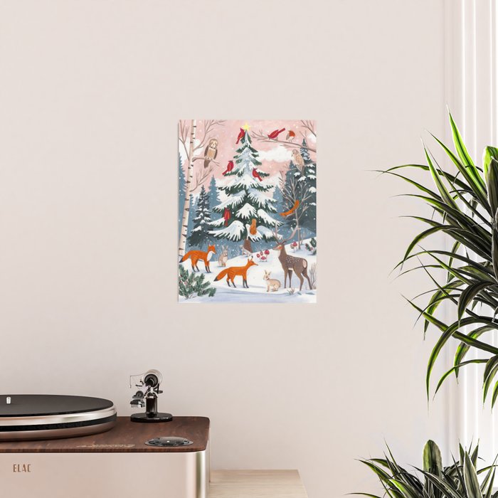 Animals in a Snowy Winter Forest Poster Gallery Image 2