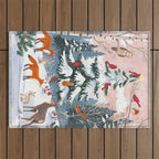Animals in a Snowy Winter Forest Outdoor Rug Gallery Image 1